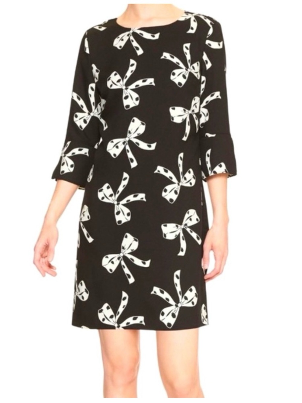 Banana Republic Black Mini Dress with White Bow Print